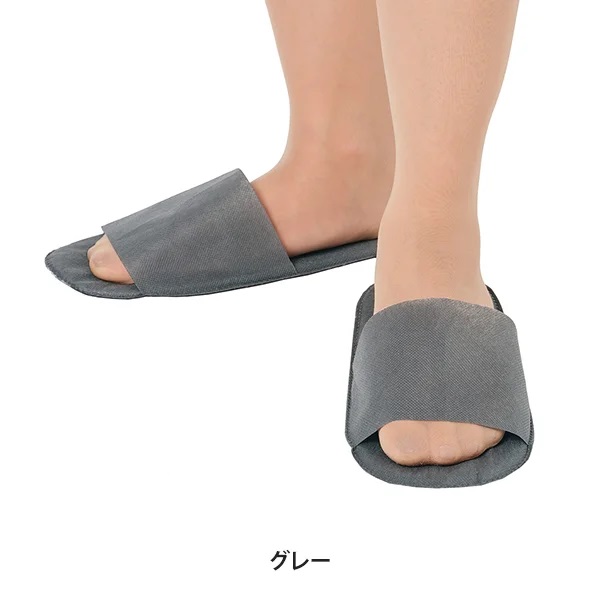 【300足入り】ペーパー スリッパ(すべり止め付き) 前開きタイプ グレー