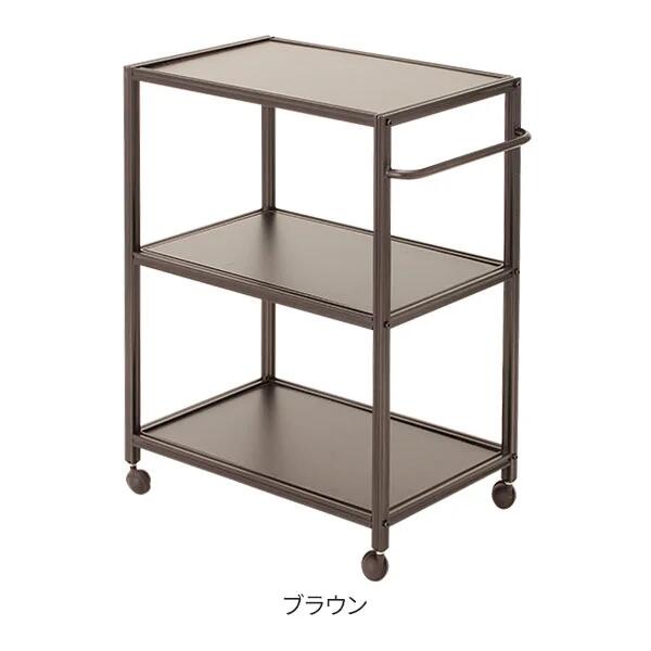 【送料無料】大型フラットワゴン 3段 ブラウン