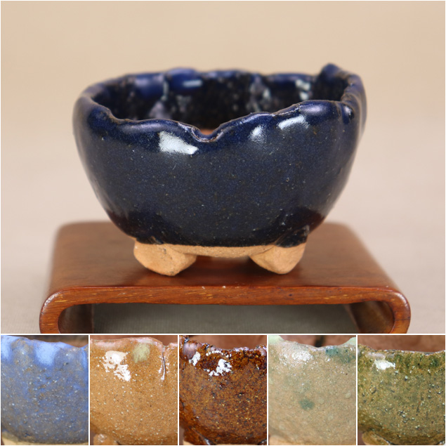 盆栽鉢　時代古盆栽鉢苔むし杉浦手捻り手作り鉢1点もの松皮小品丸鉢 盆栽鉢 時代古盆栽鉢苔むし杉浦手捻り手作り鉢1点もの松皮小品丸鉢