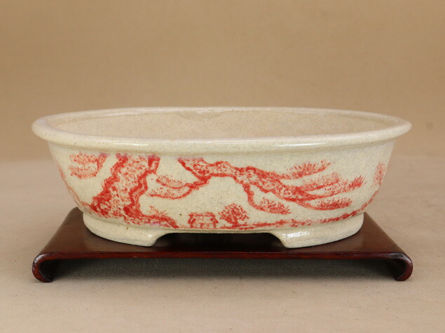 楽天市場】盆栽鉢 「高山染付山水図長方鉢」 植木鉢 絵付鉢 作家鉢