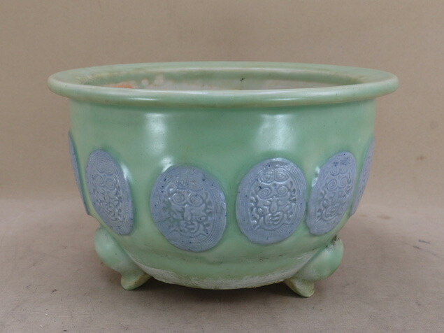 楽天市場】【盆栽鉢】 相羽鴻陽作 黄釉外縁丸鉢（径17cm）いよじ園