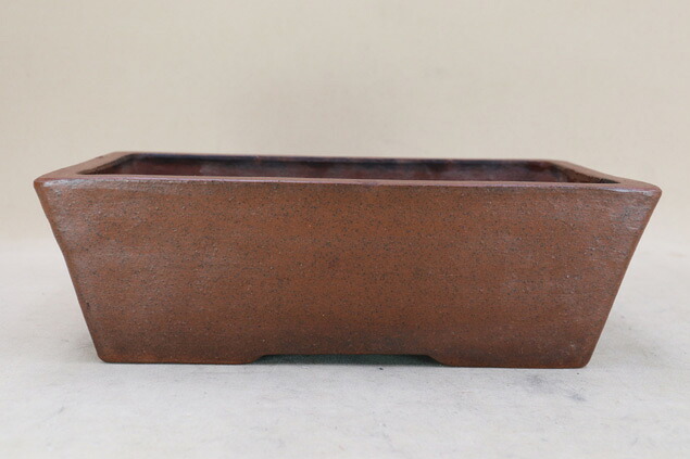 【盆栽鉢】 時代鉢 紫泥切立長方鉢（左右27cm 直し2カ所）いよじ園