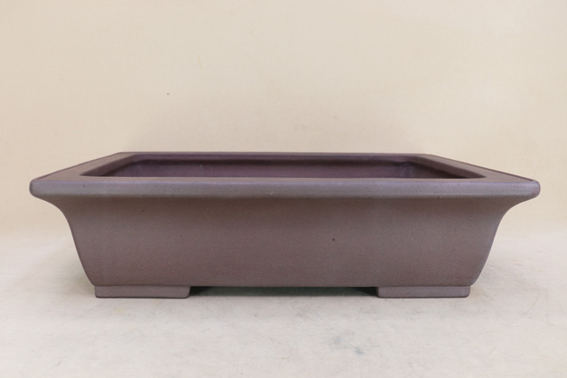 【盆栽鉢】 時代鉢 松泉焼山秋作 紫泥外縁長方鉢（左右43cm 無傷）いよじ園