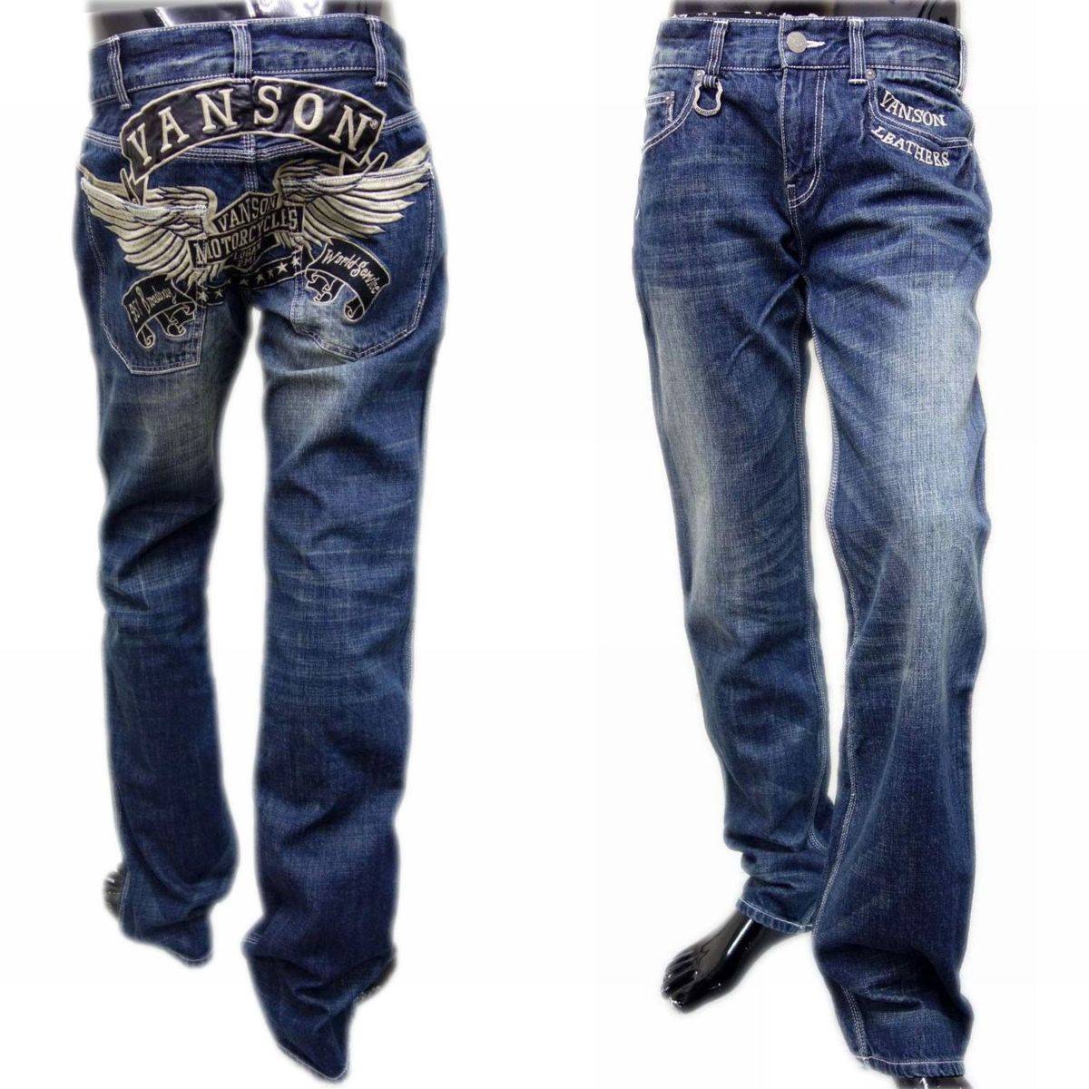 未使用級】VANSON バンソン デニムパンツ 36インチ ウイング刺繍 派手