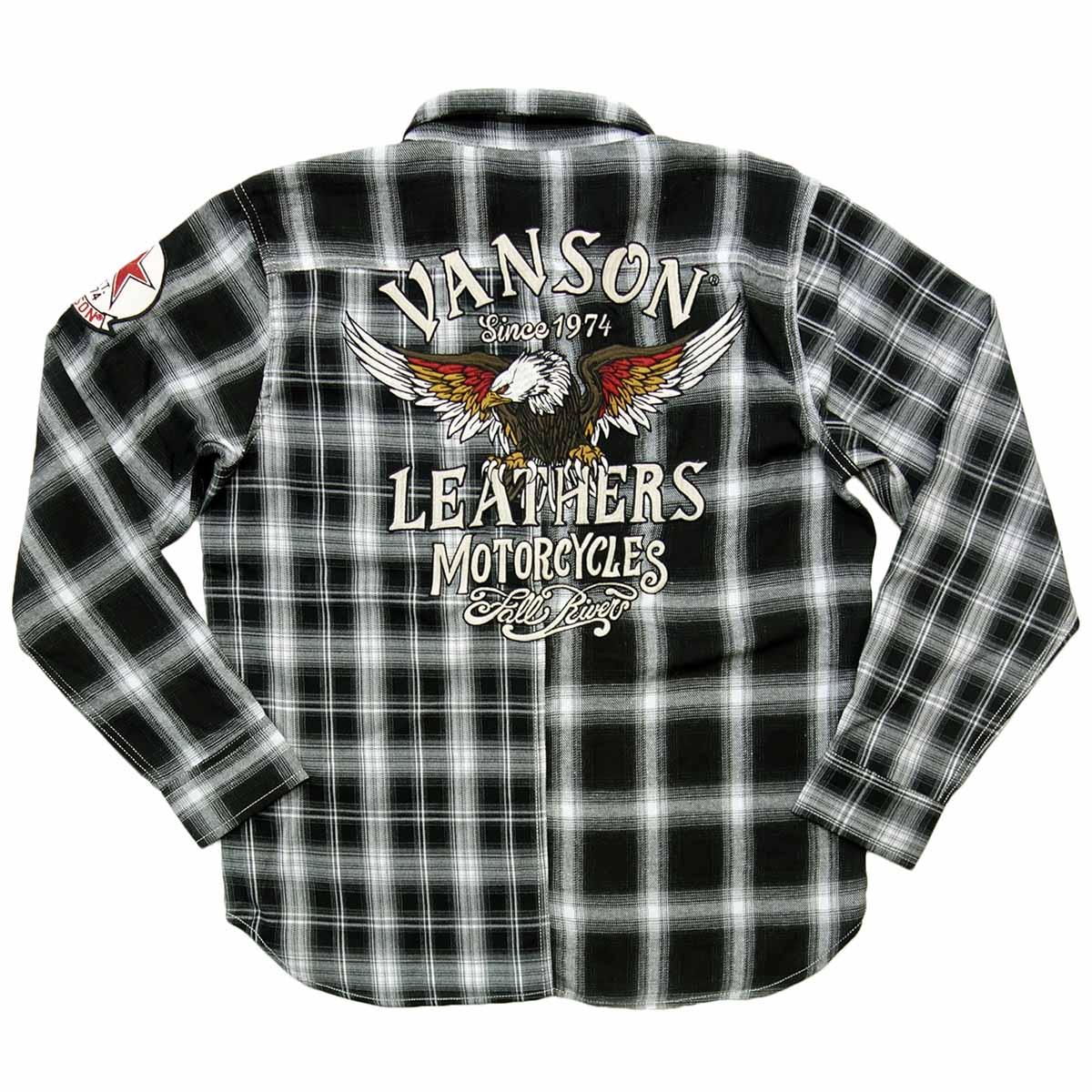 【お買い物マラソン ポイント5倍】バンソン vanson マルチカラー チェック シャツ メンズ 黒 NVSL-2503