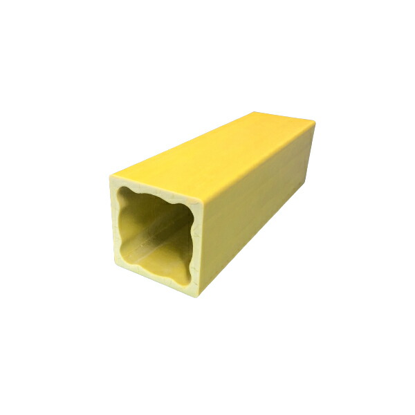 FRP製角バタパイプ60mm×2ｍ （淡黄色） 【4本】さびない（錆）軽い。繊維強化プラスチック。電気を通さない（電気絶縁性）電気室工事、電線工事、太陽光パネル架台、水力、潮力発電架台、電車（軌道）工事、根太や壁型枠バタに。沿岸、離島、潮風地区,60角,カク型