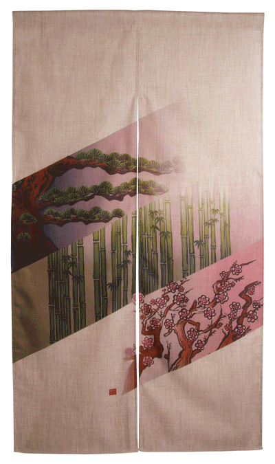 松竹梅 エステル麻のれん イラスト文字複合 Mergertraininginstitute Com