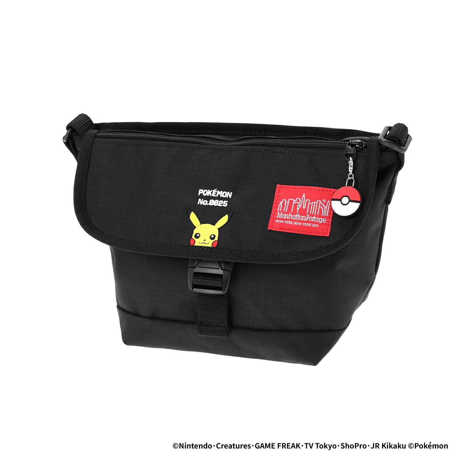 マンハッタンポーテージ メッセンジャーバッグ　フラップジッパーポケット ポケモン ピカチュウ　MP1603FZPPIKACHU Nylon Messenger Bag Flap Zipper Pocket Pok・・mon Pikachu ショルダーバッグ　ポーチ　サコッシュ　ボディバッグ　Manhattan Portage ポケットモンスター
