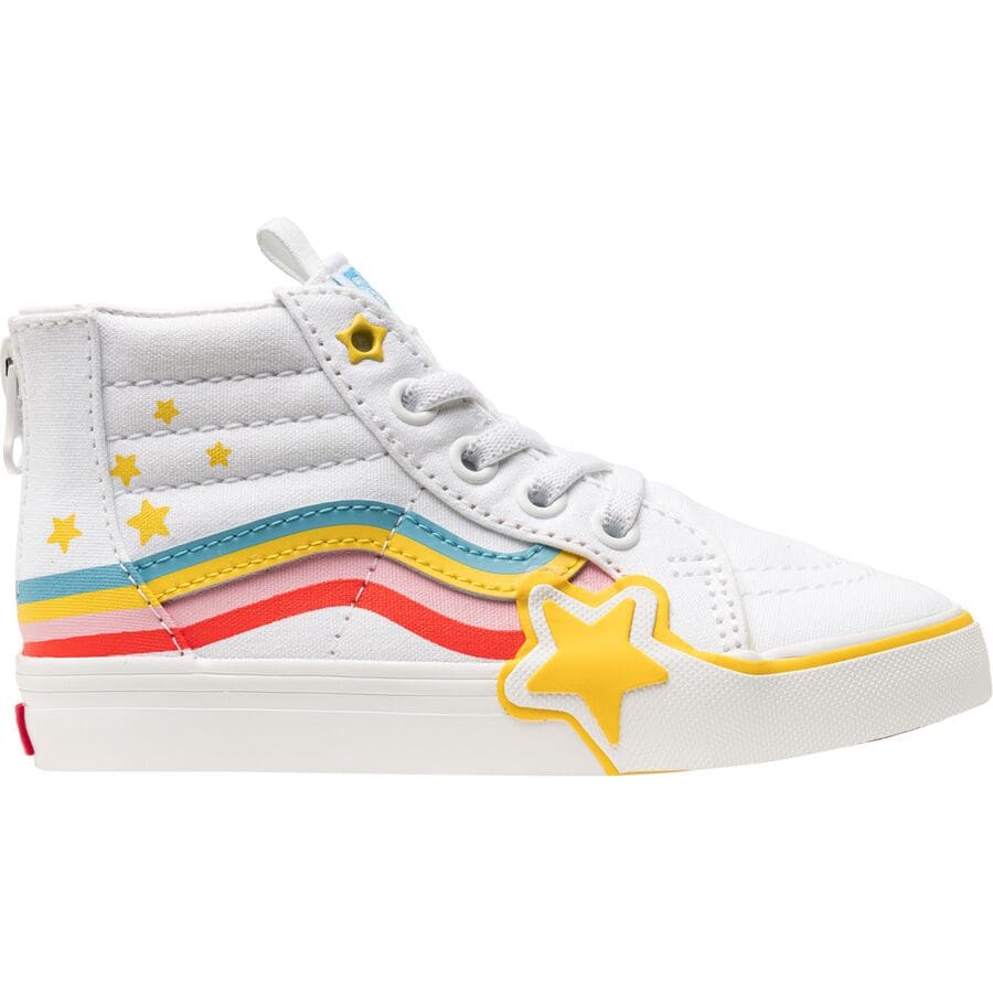 (取寄) バンズ トドラー SK8-ハイ ジップ レインボー スター シューズ - トッドラー Vans toddler SK8-Hi Zip Rainbow Star Shoe - Toddlers' Cobra Kai True White/Multi画像