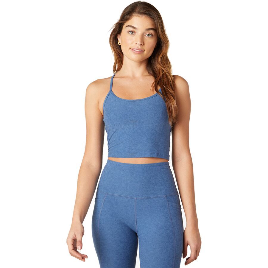 (取寄) ビヨンドヨガ レディース スペースダイ スリム レイサーバック クロップド タンク トップ - ウィメンズ Beyond Yoga women Spacedye Slim Racerback Cropped Tank Top - Women's Washed Denim
