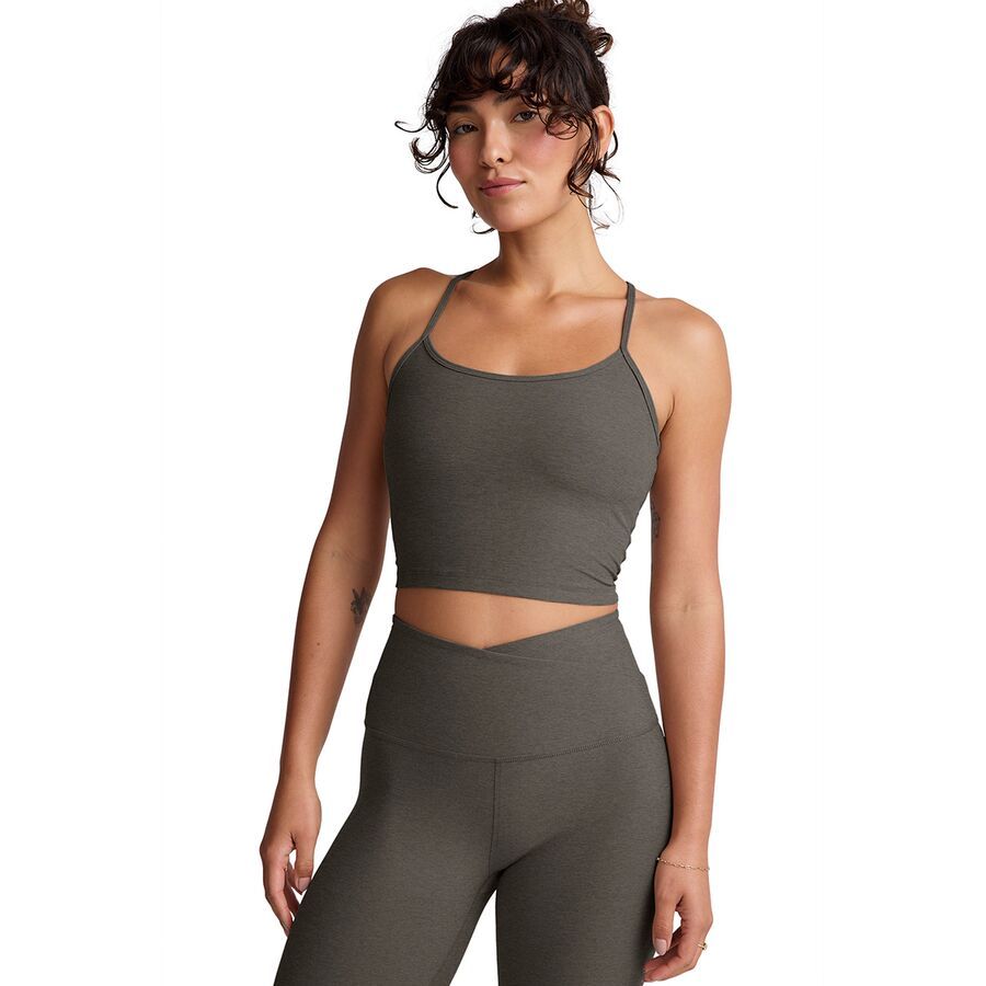 (取寄) ビヨンドヨガ レディース スペースダイ スリム レイサーバック クロップド タンク トップ - ウィメンズ Beyond Yoga women Spacedye Slim Racerback Cropped Tank Top - Women's True Gray Heather