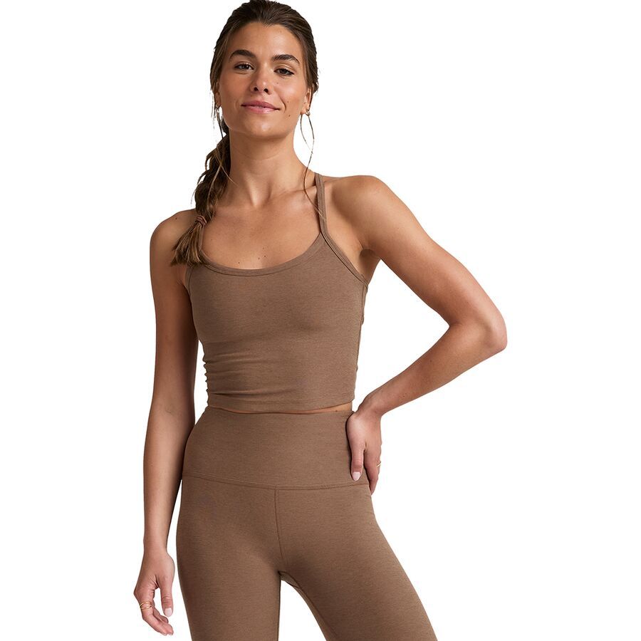 (取寄) ビヨンドヨガ レディース スペースダイ スリム レイサーバック クロップド タンク トップ - ウィメンズ Beyond Yoga women Spacedye Slim Racerback Cropped Tank Top - Women's True Chocolate Heather
