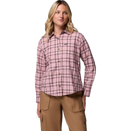(取寄) コロンビア レディース ブルー ポイント クリーク ウーブン ロング-スローブ シャツ - ウィメンズ Columbia women Blue Point Creek Woven Long-Sleeve Shirt - Women's Eraser Pink Everyday Tartan