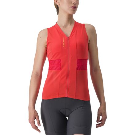 (取寄) カステリ レディース アニマ 4 スリーブレス ジャージ - ウィメンズ Castelli women Anima 4 Sleeveless Jersey - Women's Hibiscus/Soft Orange