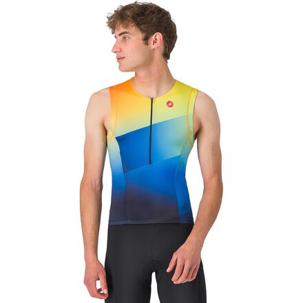 (取寄) カステリ メンズ フリー スピード 3 トライ トップ - メンズ Castelli men Free Speed 3 Tri Top - Men's Belgian Blue/Multicolor Vivid Orange