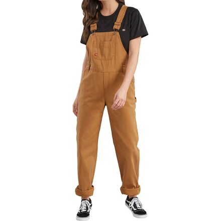 (取寄) ディッキーズ レディース ビブ リラックスド-フィット ストレート オーバーオール - ウィメンズ Dickies women Bib Relaxed Straight Overall - Women's Rinsed Brown Duck