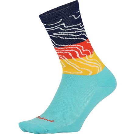 (取寄) デフィート エアイーター 6インチ Topo ソック DeFeet Aireator 6in Topo Sock Neptune/Navy/Poinciana/Light Gold