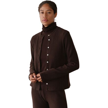 (取寄) レディース ザ セーター リブ カーディガン - ウィメンズ Donni women The Sweater Rib Cardigan - Women's Espresso