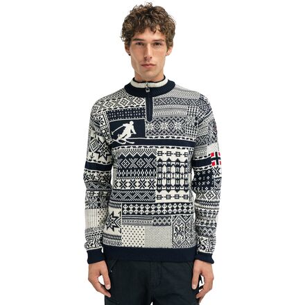 (取寄) ダーレオブノルウェー メンズ オル ヒストリー セーター - メンズ Dale of Norway men OL History Sweater - Men's Navy/Off White/Raspberry｜ジェットラグ店