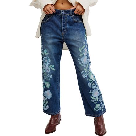 (取寄) フリーピープル レディース ウィロー フローラル エンブロイダー パンツ - ウィメンズ Free People women Willow Floral Embroidered Pant - Women's Forget Me Not｜ジェットラグ店