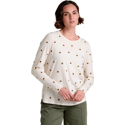 (取寄) トードアンドコー レディース プリモ ロング-スローブ エンブロイダー クルー - ウィメンズ Toad&Co women Primo Long-Sleeve Embroidered Crew - Women's Salt Sunflower Embroidery