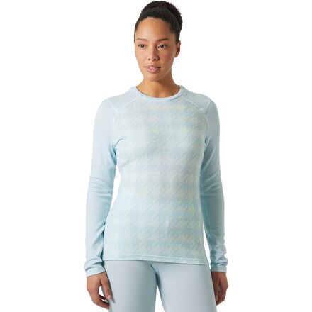 (取寄) ヘリーハンセン レディース リファ メリノ ミッドウエイト グラフィック トップ - ウィメンズ Helly Hansen women Lifa Merino Midweight Graphic Top - Women's Barely Blue Houndstooth Ao