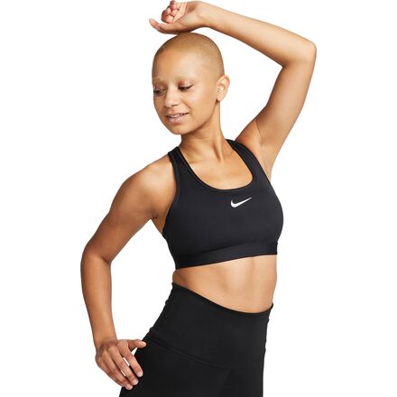 (取寄) ナイキ レディース スウォッシュ メッド スポーツ ブラ - ウィメンズ Nike women Swoosh Med Sports Bra - Women's Black/White