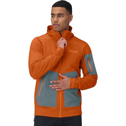(取寄) ノローナ メンズ ファルケティンド ウォーム2 ストレッチ フーデット ジャケット - メンズ Norrona men Falketind Warm2 Stretch Hooded Jacket - Men's Gold Flame