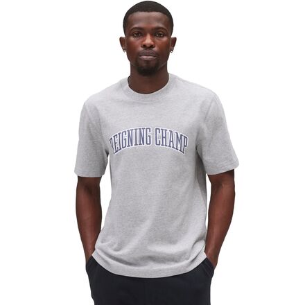 (取寄) レイニングチャンプ メンズ ミッドウエイト ジャージ コレジエイト T-シャツ - メンズ Reigning Champ men Midweight Jersey Collegiate T-Shirt - Men's Heather Grey/Navy