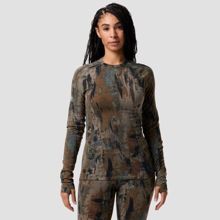 (取寄) バックカントリー レディース RWS メリノ ベースレイヤー― クルー トップ - ウィメンズ Backcountry women Cedars RWS Merino Lt-Wt Baselayer Crew Top - Women's Camo Pendula Print