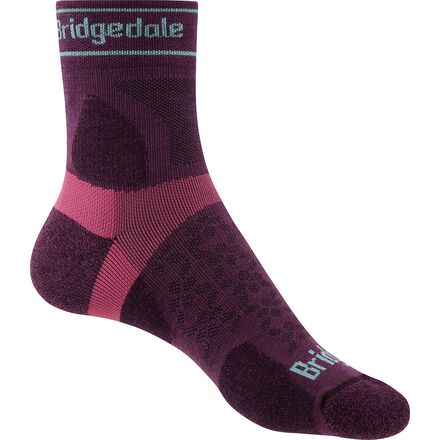 (取寄) ブリッジデール レディース トレイル ラン UL T2 メリノ パフォーマンス 3/4 クルー ソック - ウィメンズ Bridgedale women Trail Run UL T2 Merino Performance 3/4 Crew Sock - Women's Charcoal/Purple