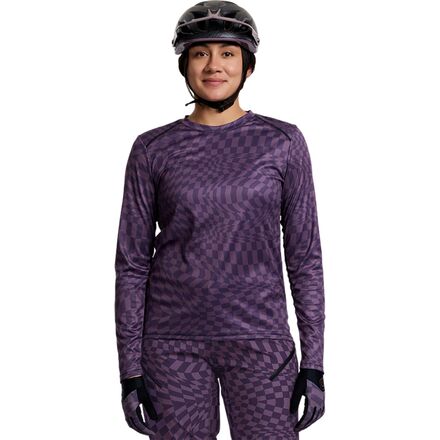 (取寄) トロイリーデザインズ レディース リリウム ロング-スローブ ジャージ - ウィメンズ Troy Lee Designs women Lilium Long-Sleeve Jersey - Women's Twisted Checkers Deep Purple｜ジェットラグ店