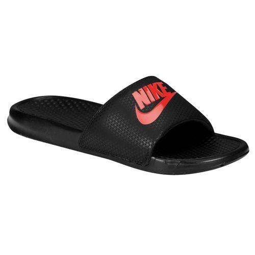red and black nike sandals