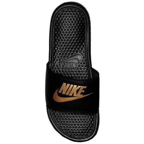 nike benassi gold black