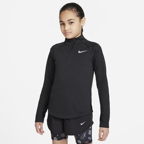 (取寄)ナイキ ガールズ ドライフィット ロング スリーブド ハーフジップ ラン トップ - ガールズ グレード スクール Nike Girls Dri-FIT Long Sleeved Half-Zip Run Top - Girls' Grade School Black