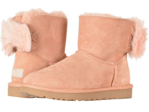 peach mini fluff uggs