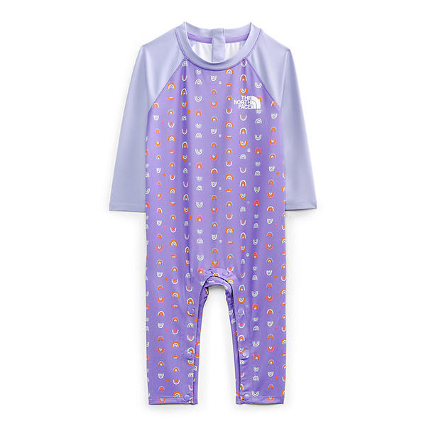 取寄 ノルウェー使用面 インファント サン ワン スライス The North Face Infant Sun One Piece Pop Purple Rainbows End Print The North Face ノースフェイス 隠伏櫂 ロンパース 上っ張り アウター お召 美形 子供 キッズ 息男 商標