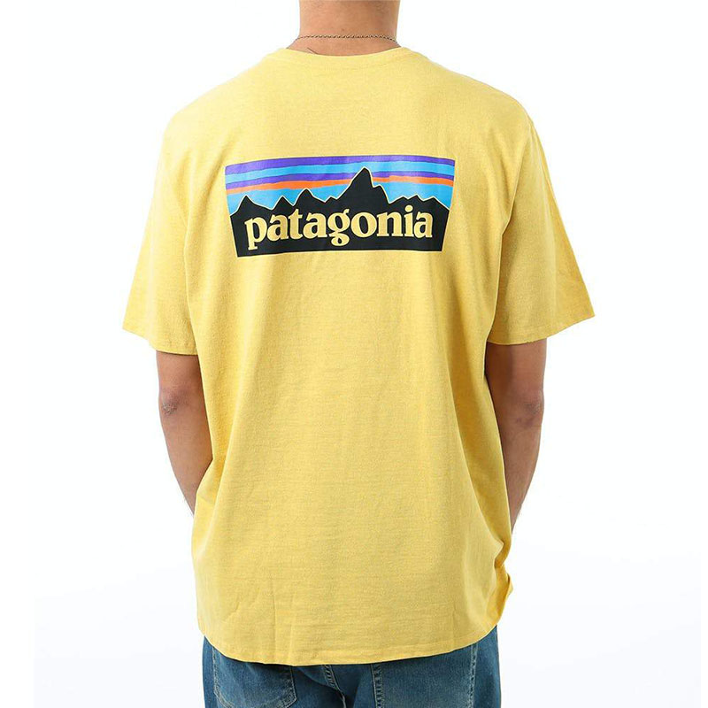 Patagonia パタゴニア Tシャツ メンズ 黄色 オーガニックコットン バックプリント 半袖tシャツ ロゴ 半袖 送料無料 Patagonia Men S P 6 Logo T Shirt Mountain Yellow Agoranotizia It