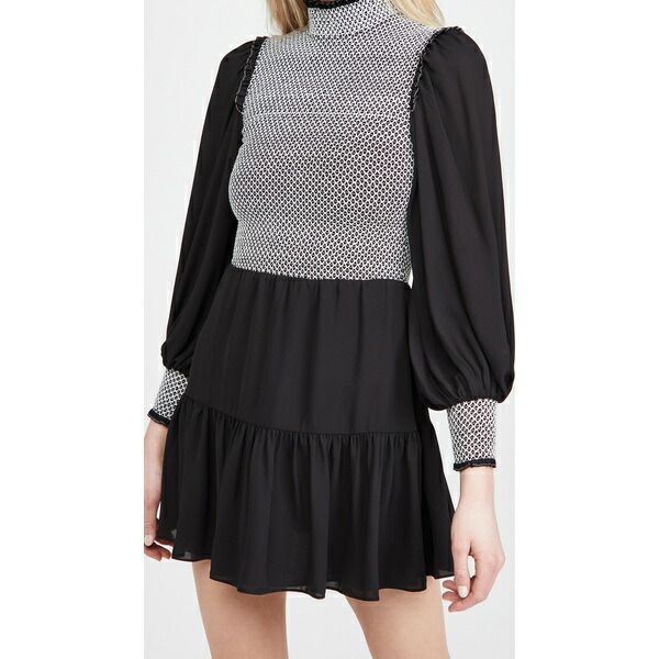 エルヴィラ オリビア アンド Smock スモック ボディス Alice Women S Tiered ドレス ティアード Olivia 取寄 アリス レディース スモック Elvira Smock Bodice Tiered Dress Black White ジェットラグ店alice Olivia アリス アンド オリビア ワンピース レディース