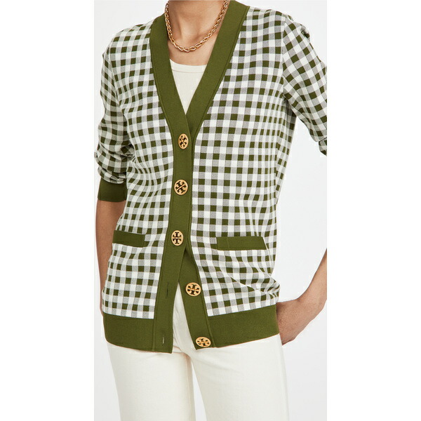 高級感 楽天市場 取寄 トリーバーチ レディース ギンガム ボーイフレンズ シモネ カーディガン Tory Burch Women S Gingham Boyfriend Simone Cardigan Bristolgreen Ivory 送料無料 ジェットラグ楽天市場店 日本産 Caronova Sa Com