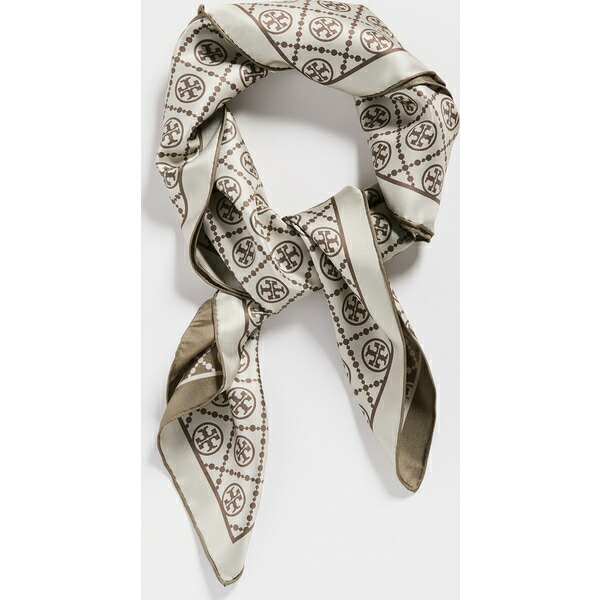 最も信頼できる 取寄 トリーバーチ レディース T モノグラム ダブル サイデッド シルク スクエア Tory Burch Women's