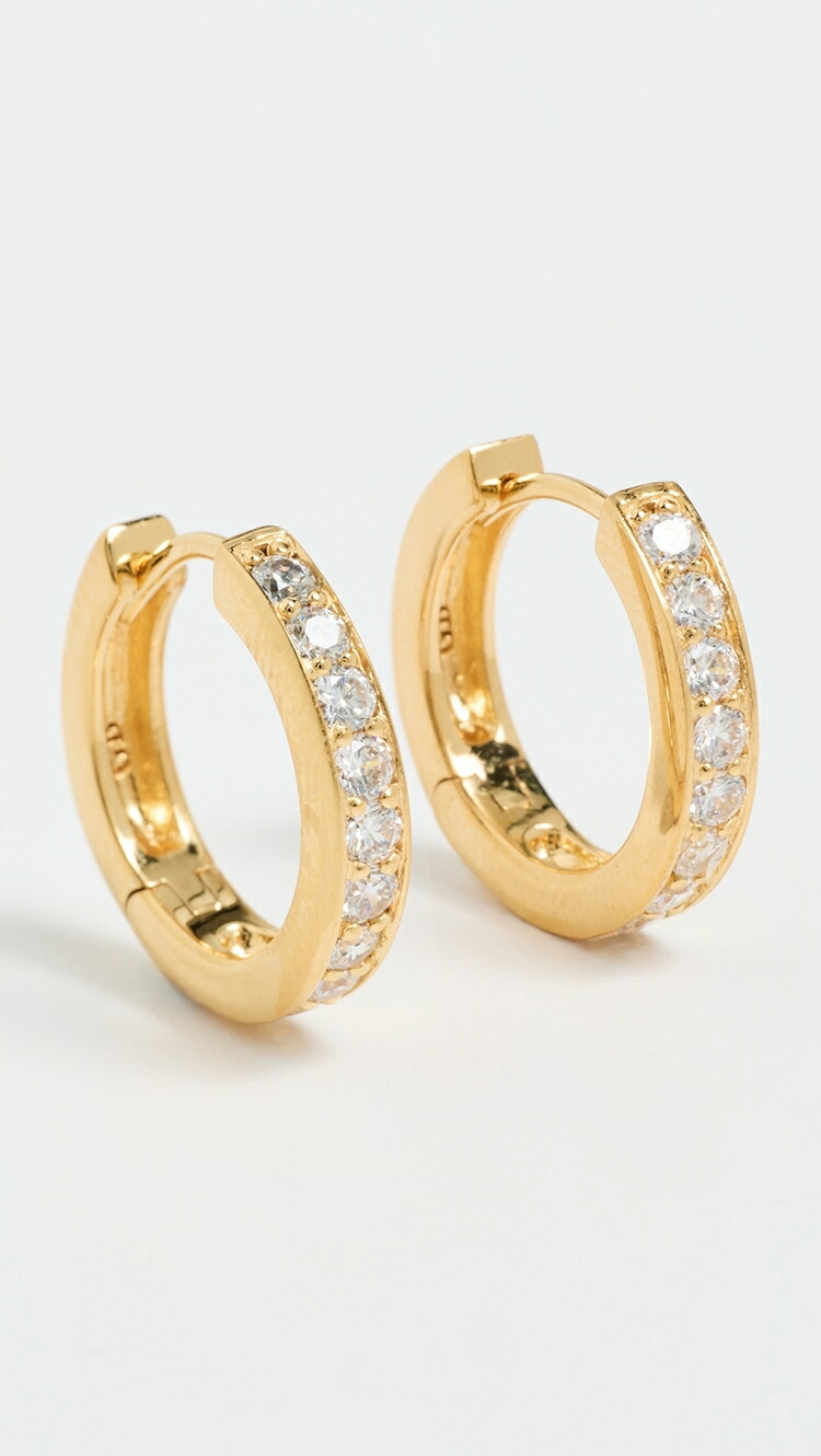 (取寄) CZ ハギー ミディアム イヤリングス Gwen Beloti CZ Huggie Medium Earrings gold|ジェットラグ店