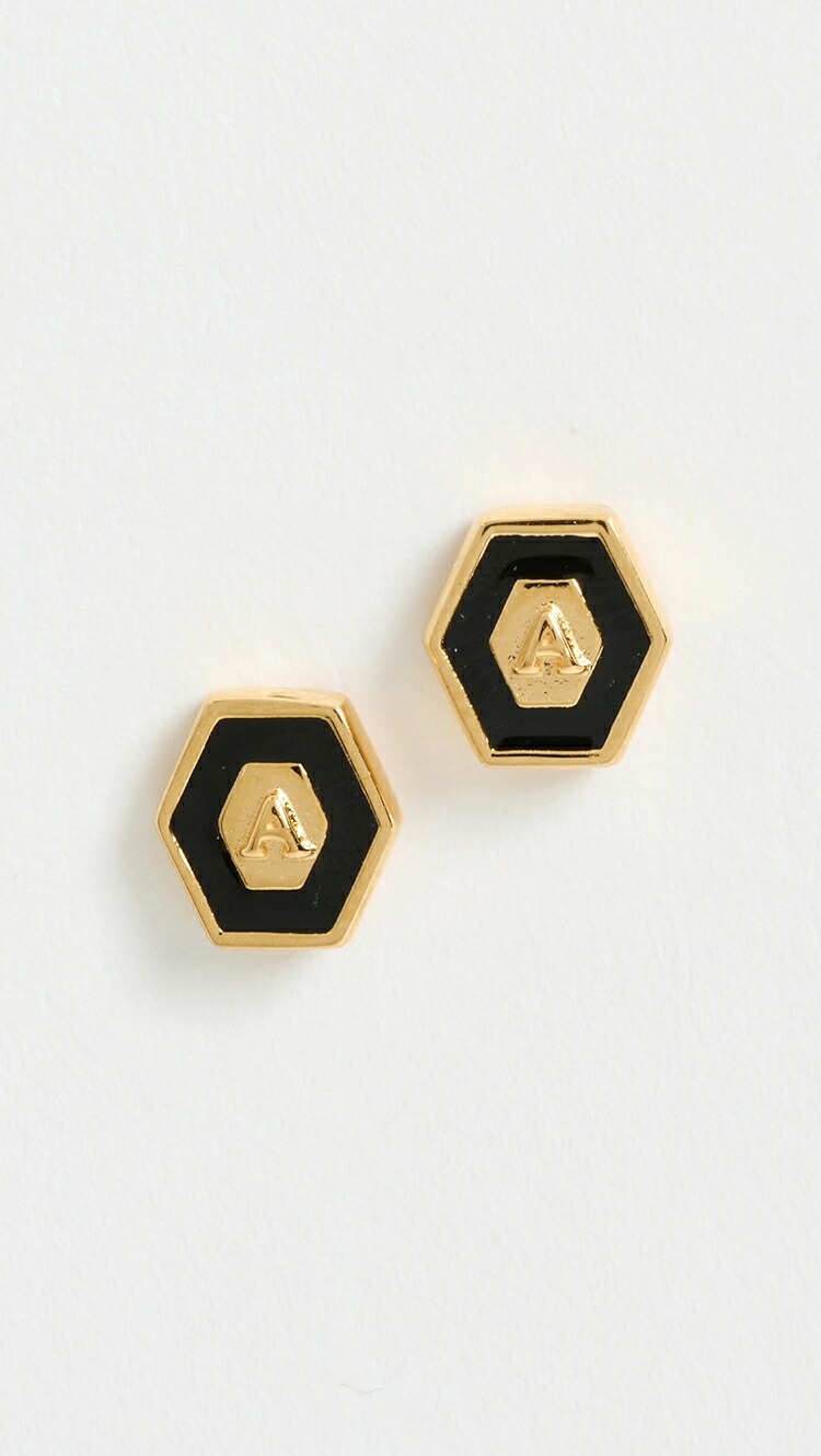 (取寄) イニシャル ヘックス スタッズ イヤリングス Gwen Beloti Initial Hex Stud Earrings a
