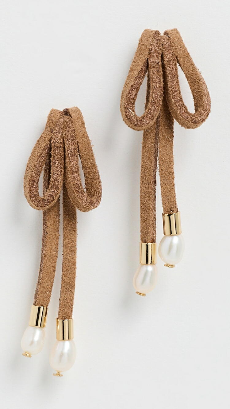 (取寄) レレ サドゥーイ フォー スエード ボウ イヤリングス Lele Sadoughi Faux Suede Bow Earrings caramel｜ジェットラグ店