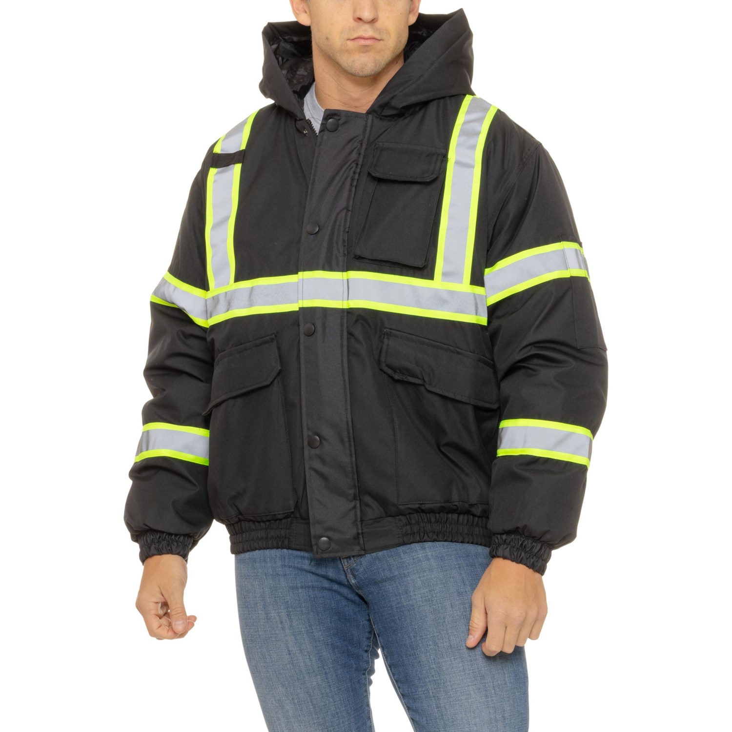 (取寄) アークティック クエスト ハイ ビジブリティ ボンバー ジャケット - インサレーテッド Arctic Quest High Visibility Bomber Jacket - Insulated Rich Black