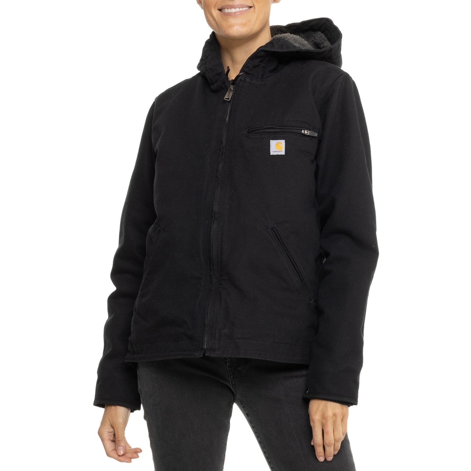 (取寄) カーハート 104292 ウォッシュド ダック ジャケット - シェルパ ライン Carhartt 104292 Washed Duck Jacket - Sherpa Lined Black