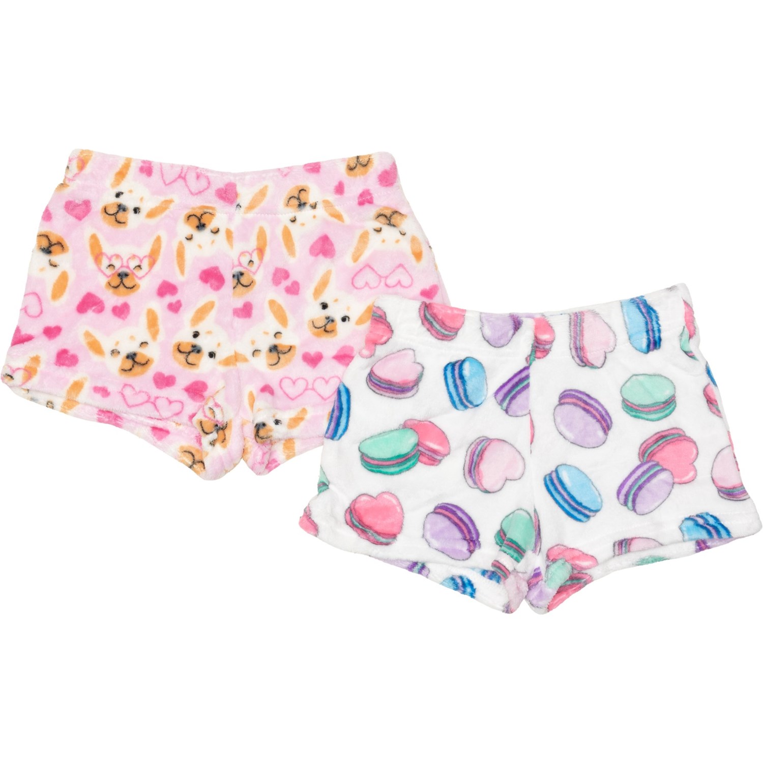 (取寄) プラッシュ スリープ ショーツ - 2-パック HAPPY TRENDS Plush Sleep Shorts - 2-Pack White Pink