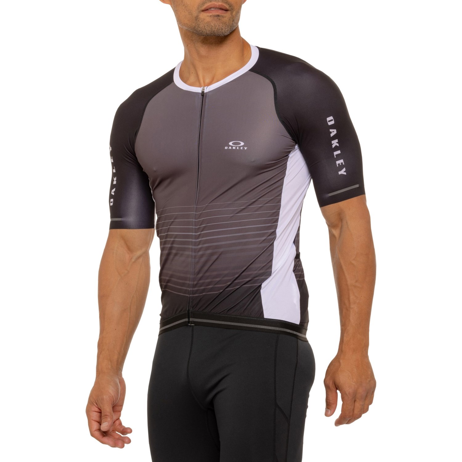 (取寄) オークリー サブリメイテッド アイコン サイクリング ジャージ 2.0 - ショート スリーブ Oakley Sublimated Icon Cycling Jersey 2.0 - Short Sleeve Forged Iron/White Stripe