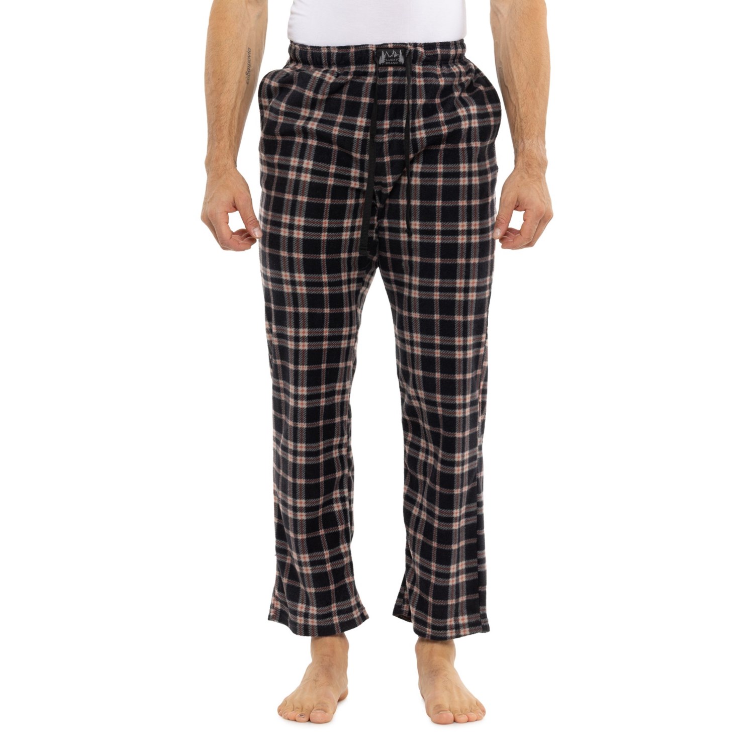 (取寄) ラッキーブランド プレイド フリース パジャマ パンツ Lucky Brand Plaid Fleece Pajama Pants Jet Black Plaid