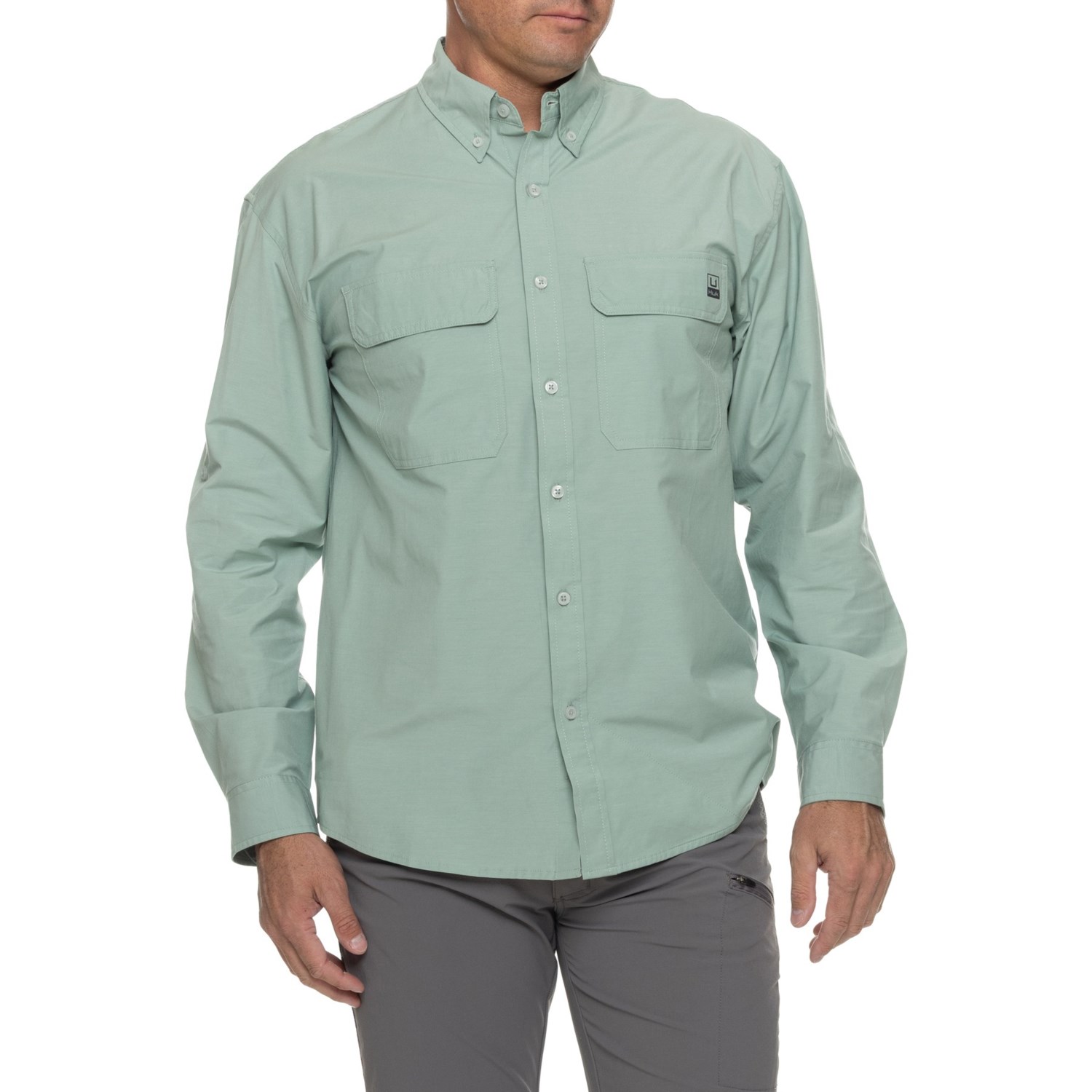 (取寄) ハック ネクスト レベル シャツ - ロング スリーブ Huk Next Level Shirt - Long Sleeve Fog Green